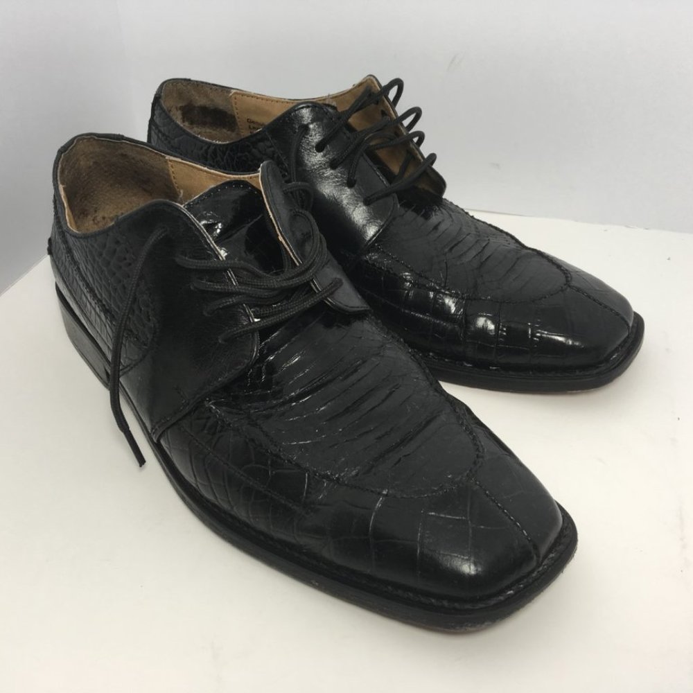 STACY ADAMS Genuine Snake Skin Blk Leather Oxford